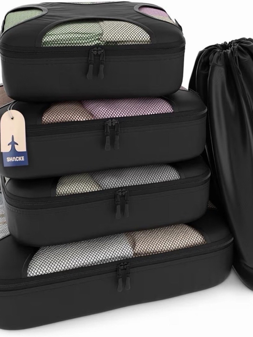 Shacke Premium 5 Packing Cubes Set - Mesh Travel Luggage Organizers NWT